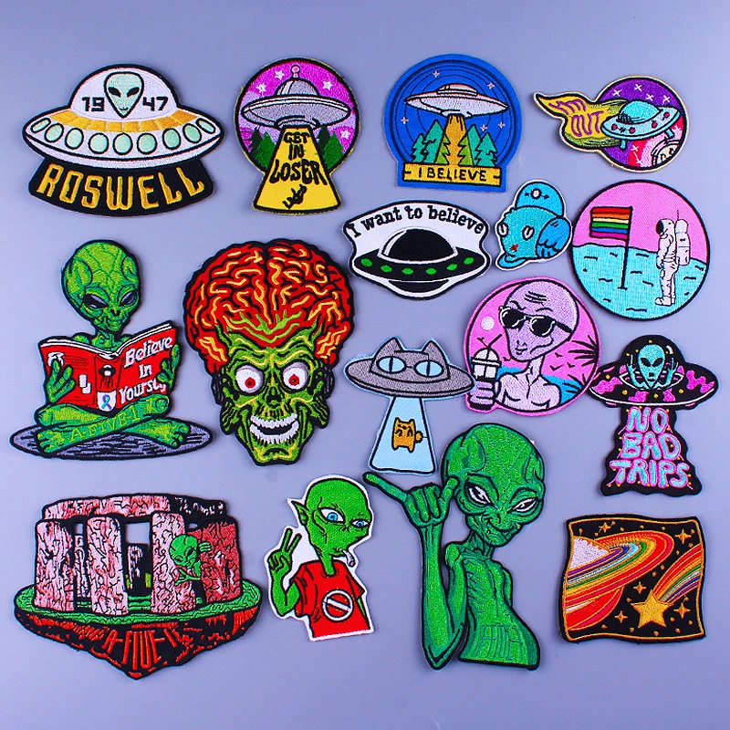 Нашивки Pulaqi с инопланетянинами термоклейкие вышитые нашивки для одежды нашивка
