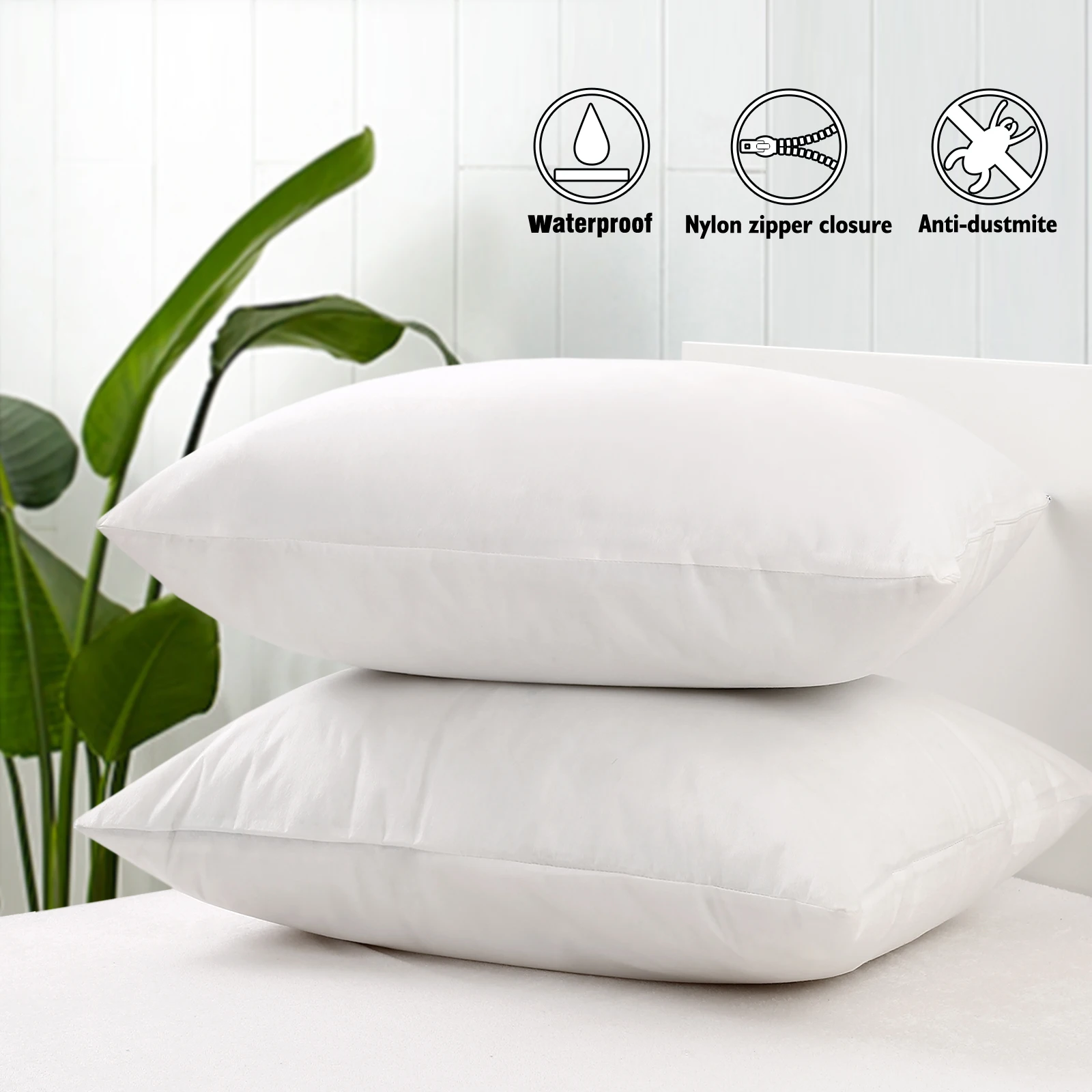 MZXcuin Premium Pillow Protectors Waterproof,  Dust Mite Bed Bug Proof Pillowcase, Hypoallergenic Zippered Pillow Covers
