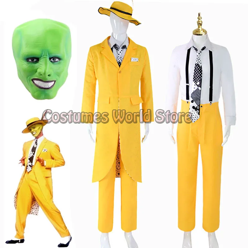 

Anime The Mask Stanley Cosplay Costumes Men Women Yellow Jacket Coat Uniform Halloween Carnival Party Stage Performance Suits