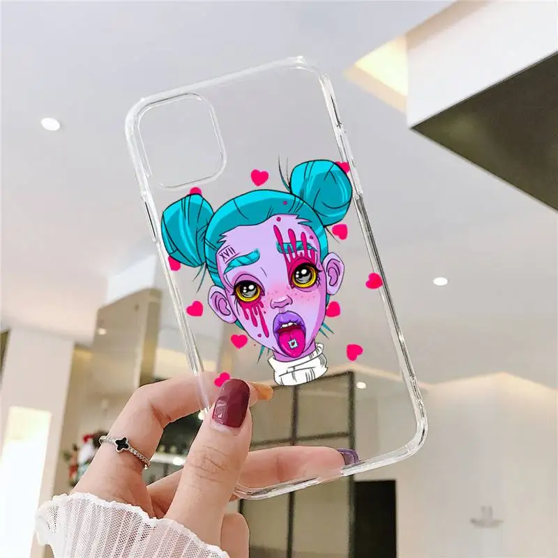

Art Devil sexy Bad girl smoke eyes Phone Case Transparent for iPhone 7 8 11 12 s mini pro X XS XR MAX Plus cover funda shell