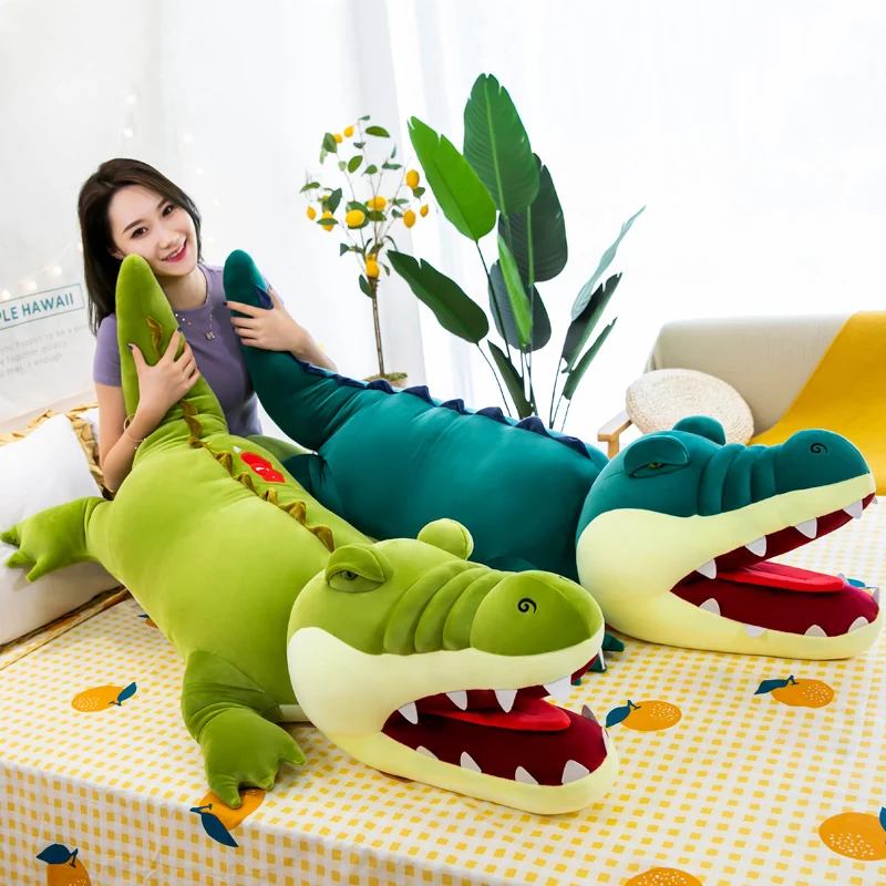 

Nice Hot 1pc 80cm/100CM Simulation Lying Crocodile Plush Toys Stuffed Soft Animal Fiercely Pillow for Kids Boys Birthday Gift