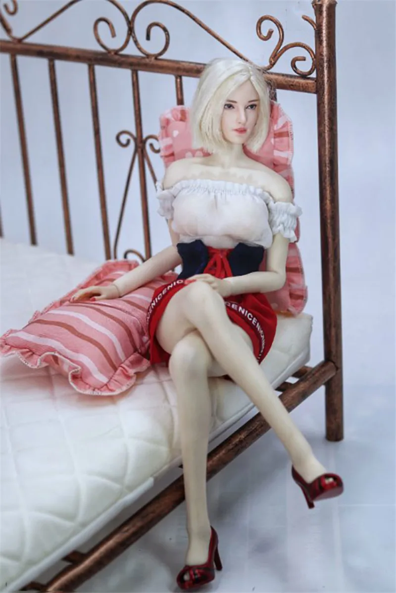 

1/6 Soldier Bandage Slim Tube Top Skirt Dress and High Heel Shoes Sets for 12-inch Movable Doll Female Body Model Accessories