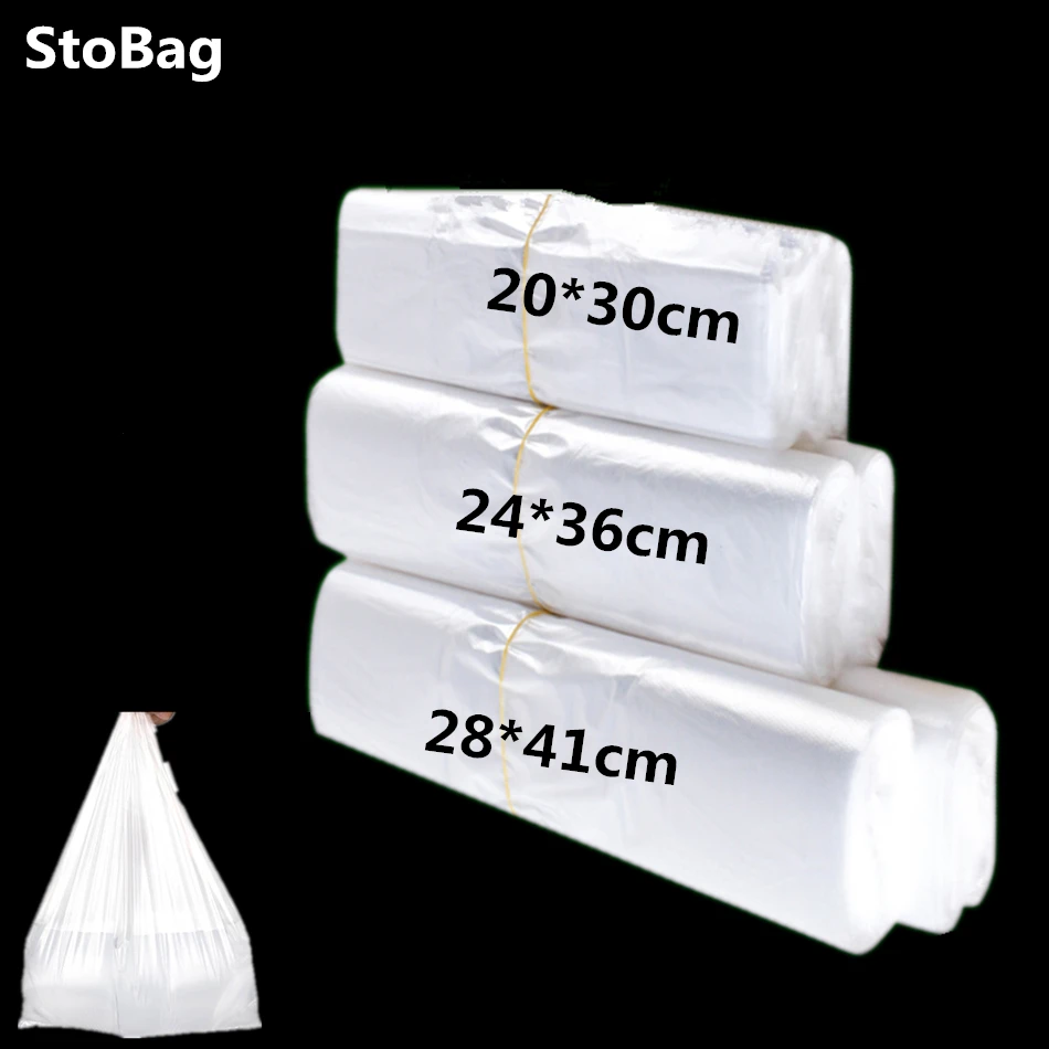Пластиковые пакеты для покупок StoBag многоразовые мешки продуктов средней толщины