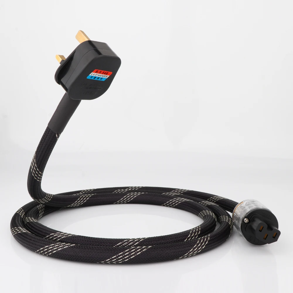 

Высококачественный медный кабель электропитания OFC, Великобритания, с позолоченным штекером питания, Hi-Fi сетевой шнур переменного тока, кабель питания, аудиофил