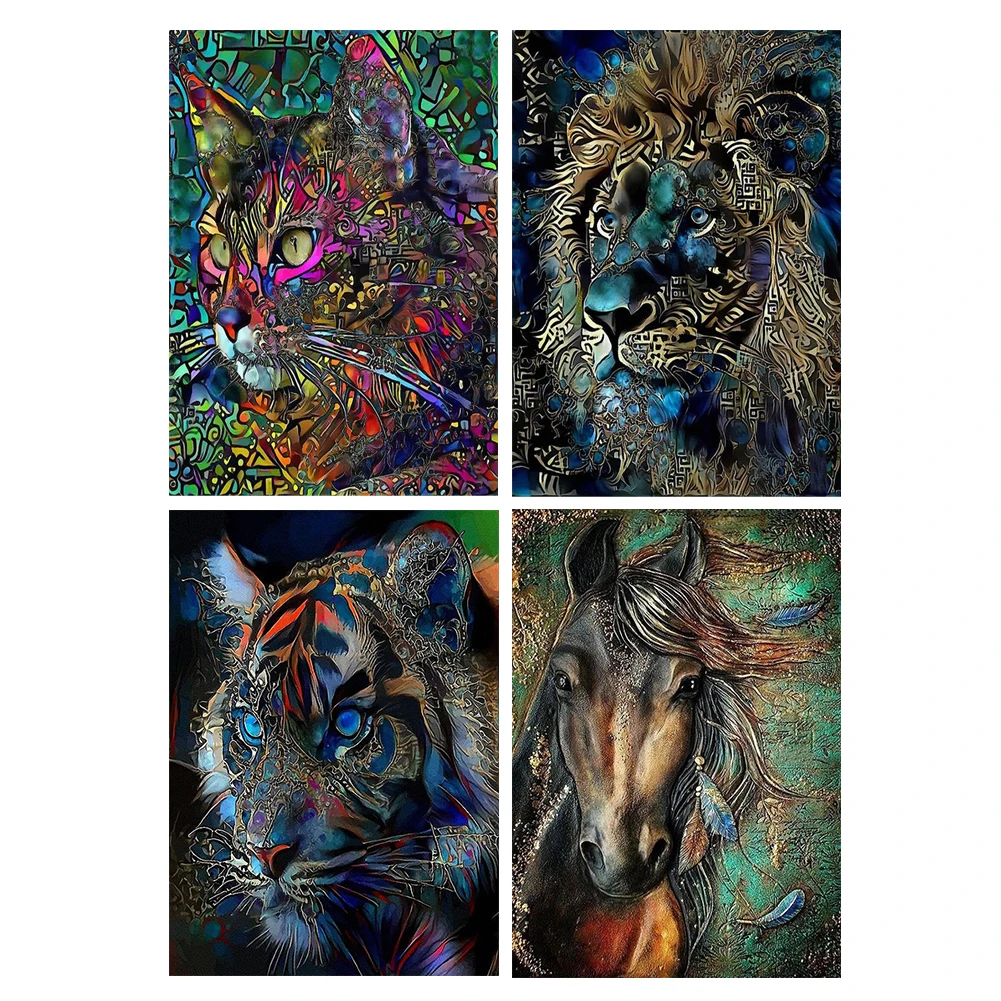 

DIY 5D Diamond Painting Animal Lion Wolf Cross Stitch Kit Full Round Drill Embroidery Art Picture Mosaic Home Decor Gift