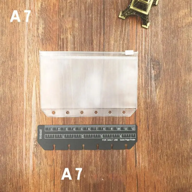 

Vividcraft Transparent PVC Clip File Zipper Bag 6 Holes Collection A7 A5 A6 Plastic Case Cards Holder File Pouches Bag Pock