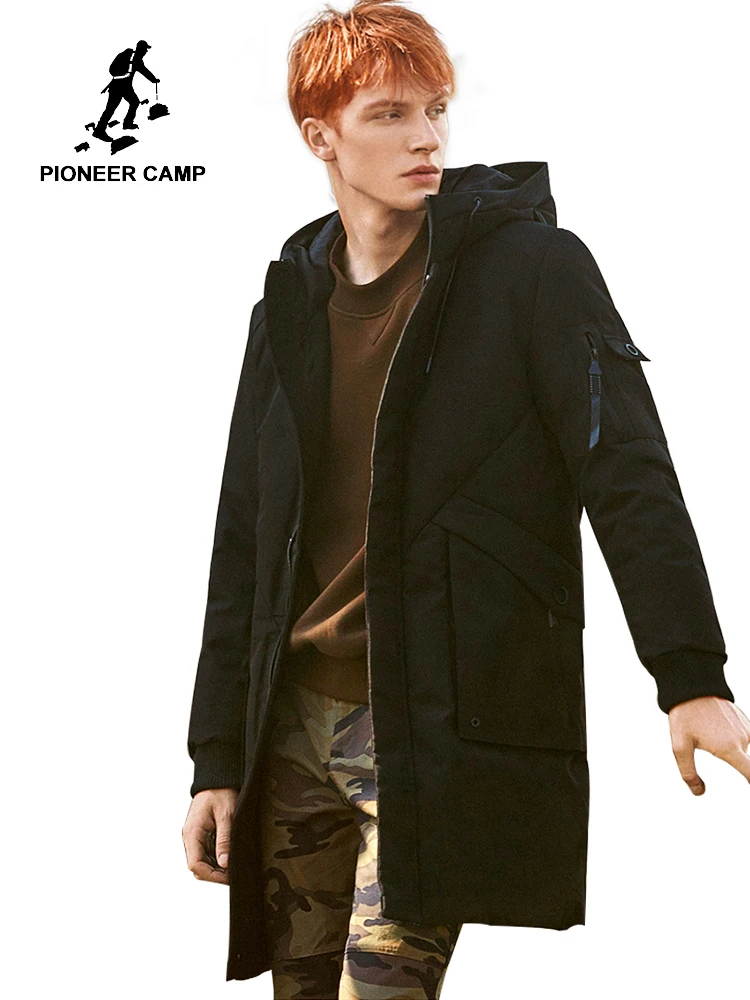 Толстый зимний мужской пуховик 2018 брендовая одежда теплое пальто на утином пуху