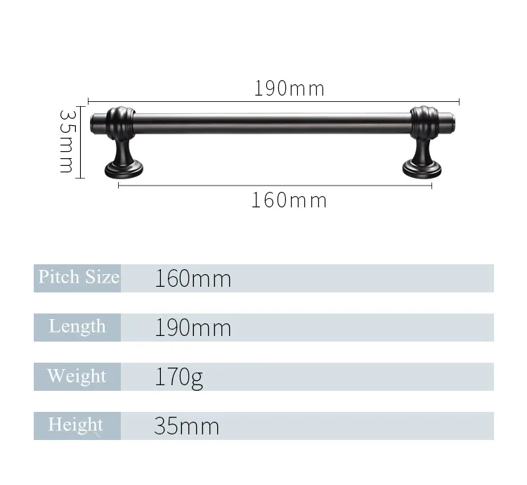 Pearl Black 160mm Современный цинковый сплав, атласные никелевые ручки для шкафа, кухонные ручки и ручки для ящиков, ручки для мебели - Цвет: Pearl Black 160mm