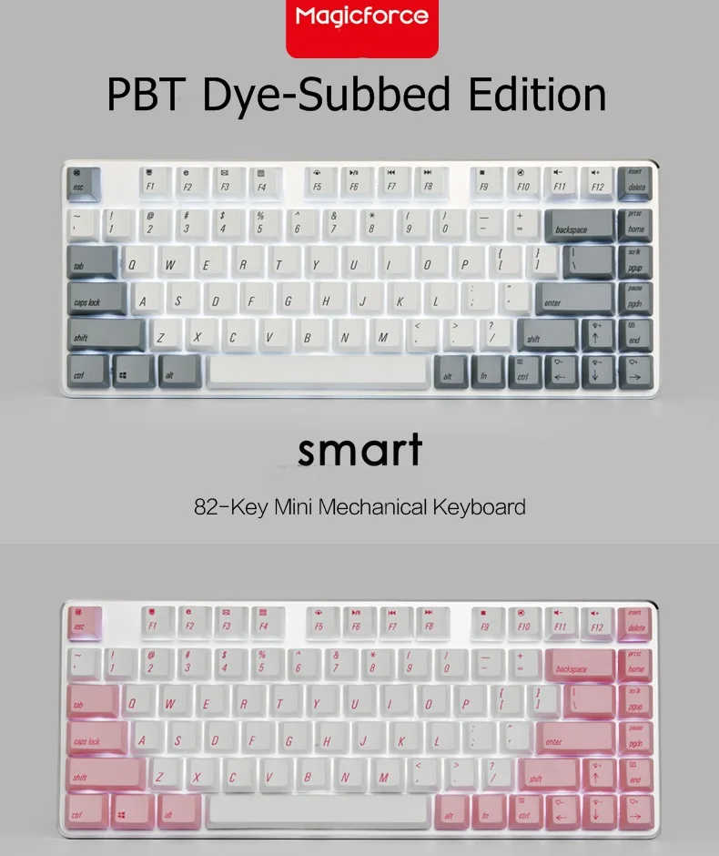 Magicforce 82 клавиши PBT краска Subbed Edition Antighost USB Проводная белая эргономичная