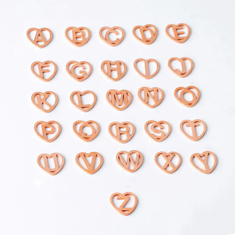 

Hollow Love Heart Initials Alphabet Pendant Stainless Steel Letter A-Z Charms For Bracelet Necklace Mirror Polish 26pcs