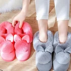 Женские домашние тапочки с меховыми кроличьими ушками, теплая Толстая обувь, плюшевая подошва, хлопок, Осень-зима 2021