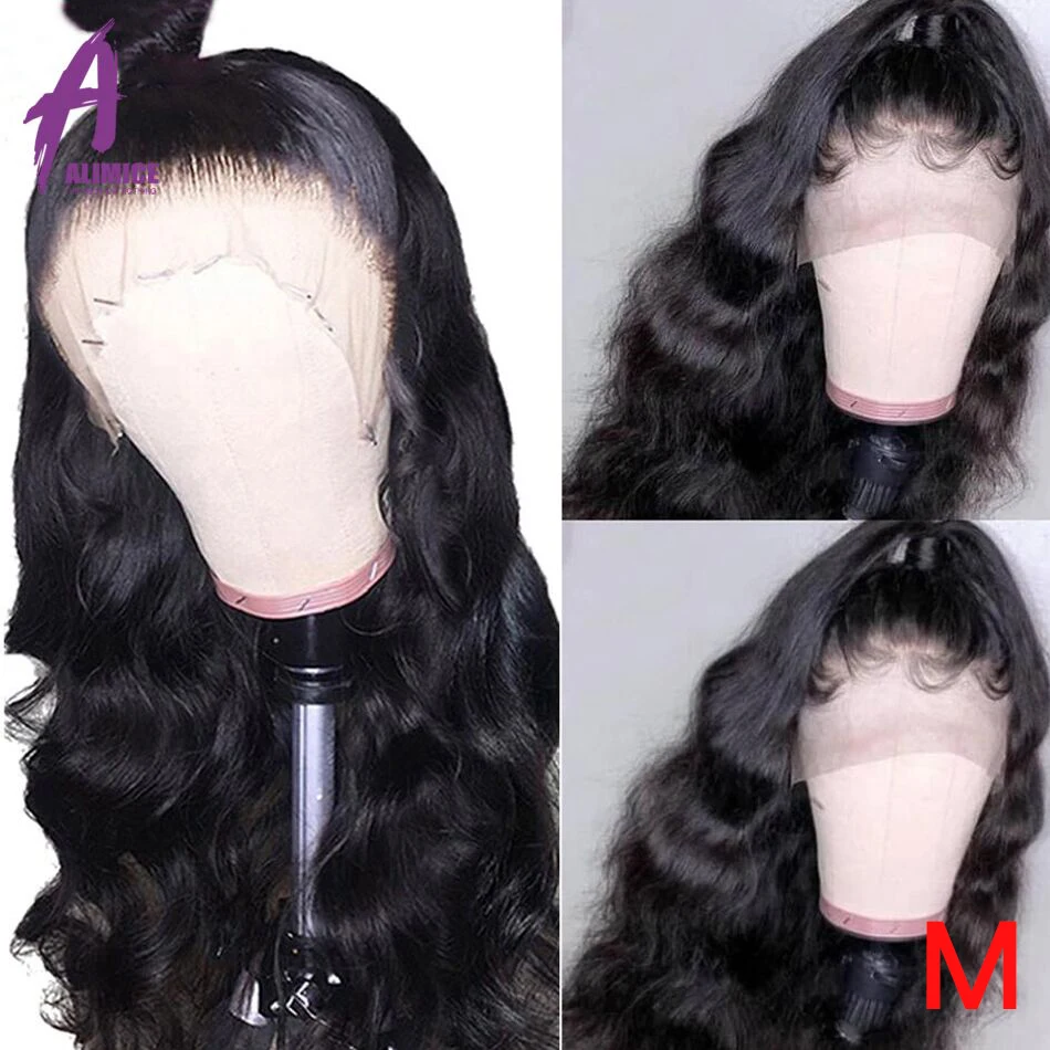13x4 Body Wave Transparent Lace Front Human Hair Wigs 150%Density Brazilian Remy PrePlucked Bleached Knots | Шиньоны и парики