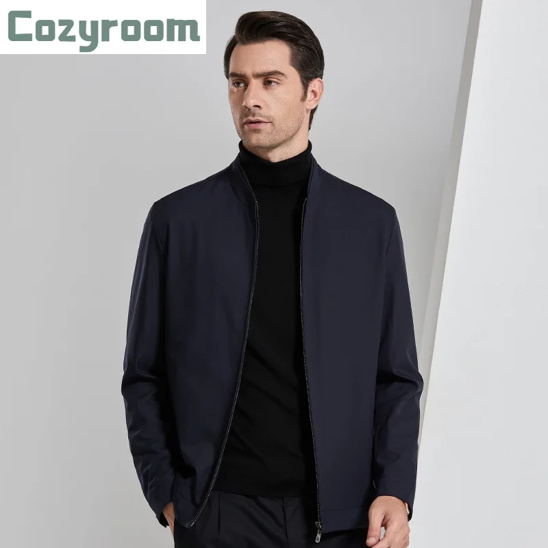 

Осенняя Новая мужская водонепроницаемая куртка с воротником-стойкой, приталенные пальто, повседневные куртки на молнии для руководства, му...