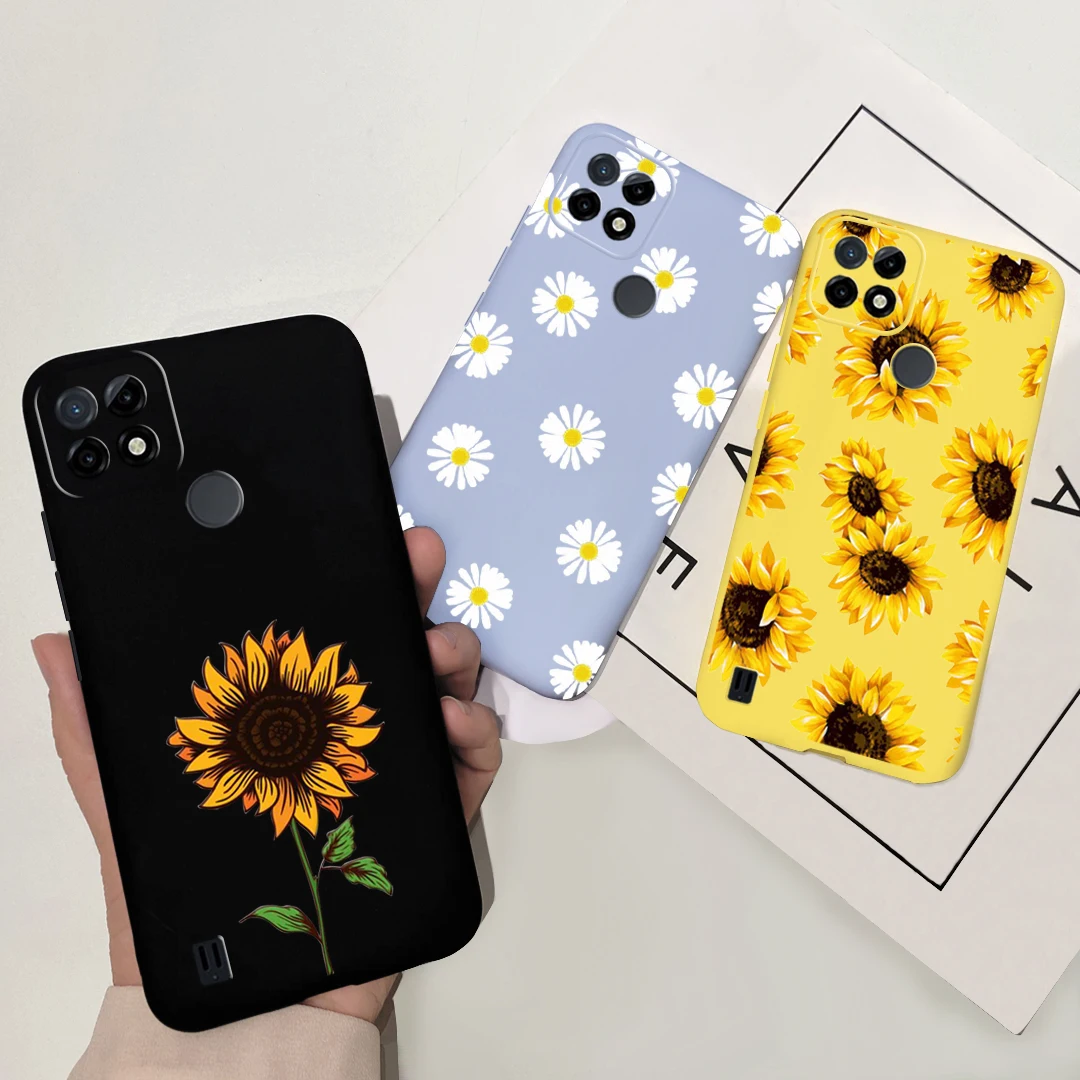 Милый мягкий чехол в виде подсолнуха для Realme C21 C21Y C25 C25S макаруна силиконовый Oppo C 21