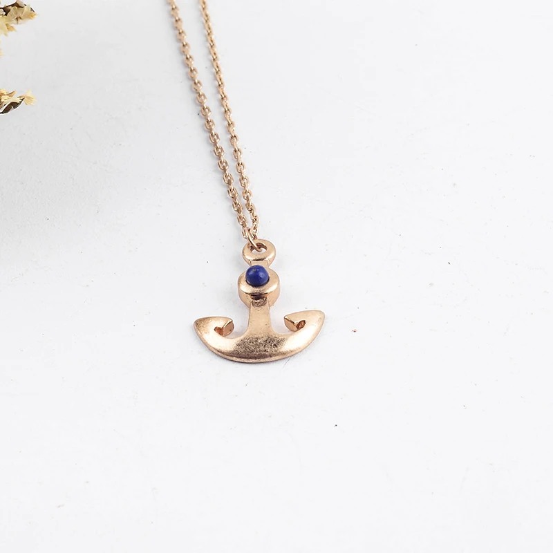 Уникальный орнамент из смолы Винтажный Золотой Цвет якорь кулон ожерелье для