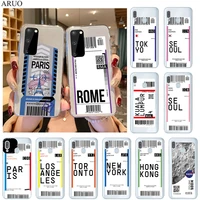 world city simple travel ticket label phone case for samsung a41 a51 a71 a20 a11 a21 a31 a40 a50 a70 a42 a32 a12 soft back cover
