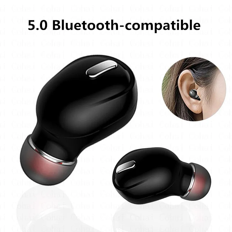 

Mini Wireless Bluetooth 5.0 Earphone Sport With Mic Handsfree Headset Earbuds Headphones For Xiaomi Samsung Huawei Earphones X9