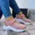 Кроссовки женские сетчатые, повседневная обувь на платформе, Вулканизированная подошва, дышащие, без шнуровки, на лето - изображение