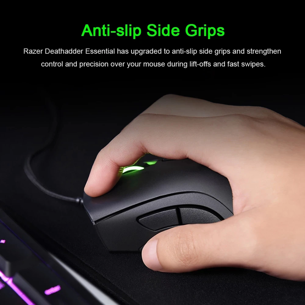 original razer deathadder essential wired gaming mouse mice 6400dpi optical sensor 5 independently buttons for laptop pc gamer free global shipping