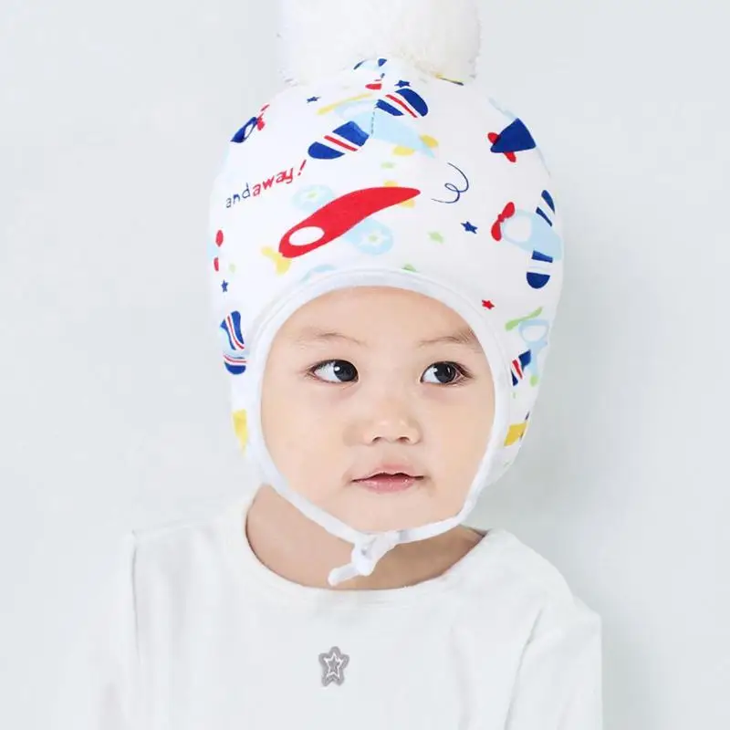 Милая хлопковая шапка с рисунком из мультфильма регулируемая эластичность