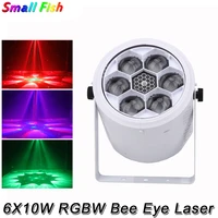 6x10w rgbw 4in1 bee eye laser light dmx512 disco dj full color effect strobe voice control stage music party laser projector