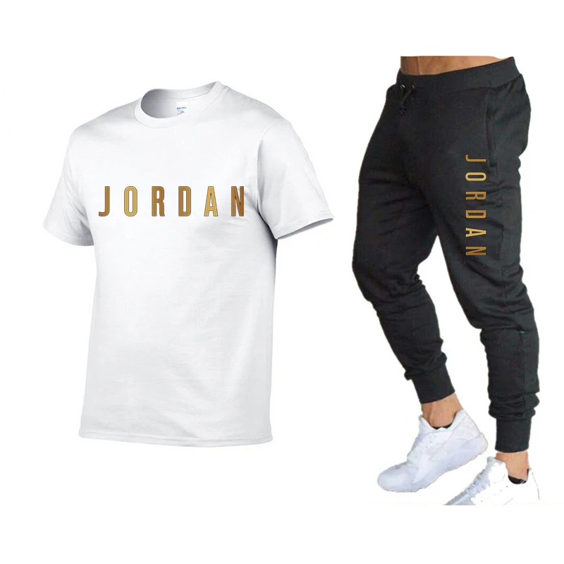 

2021 popular new cotton men's T-shirt + sports pants suit jordan-23 summer high-quality cotton T-shirt sports running suit