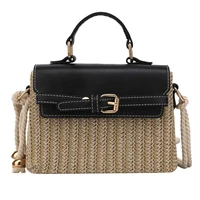 new fashion box style ladies woven bag summer beach shoulder bag ladies casual messenger bag ladies straw woven handbag