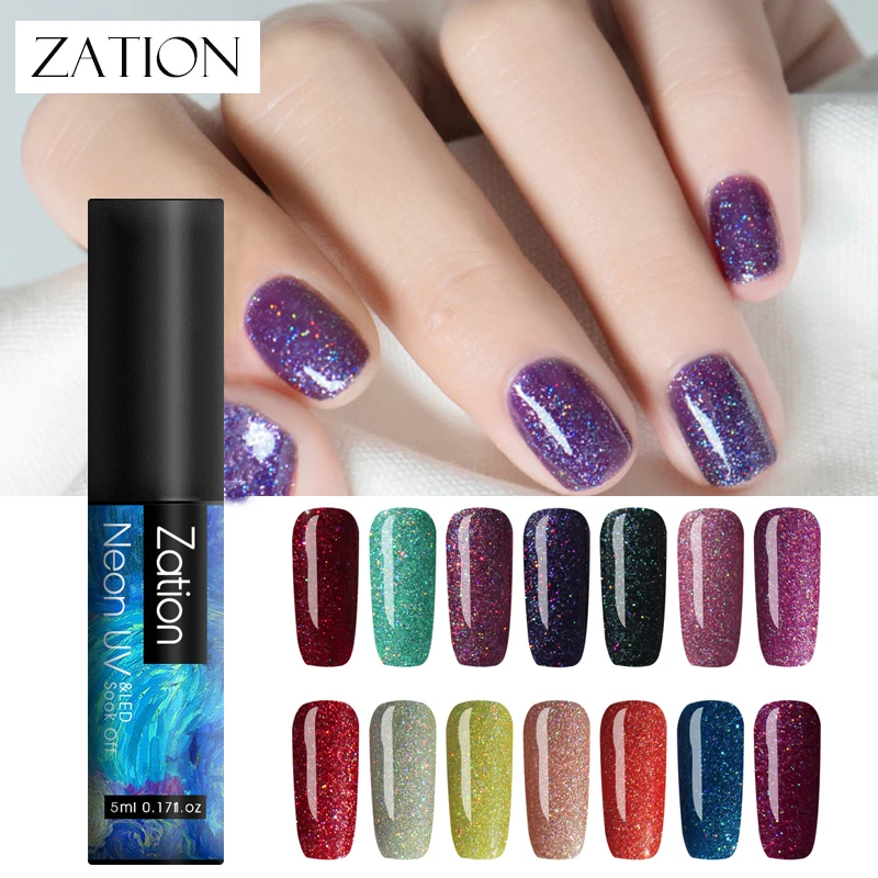 Цветной неоновый УФ гель Zation блестящий полуперманентный Гель лак для ногтей