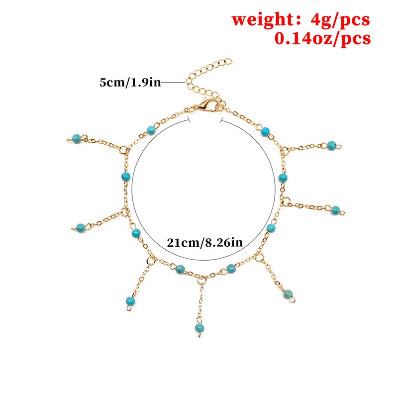 

Bohemia Women Anklets Green Bead Small Turquoise Pendant Leg Chain Beach Foot Jewelry Summer Barefoot Bracelet anklet for women