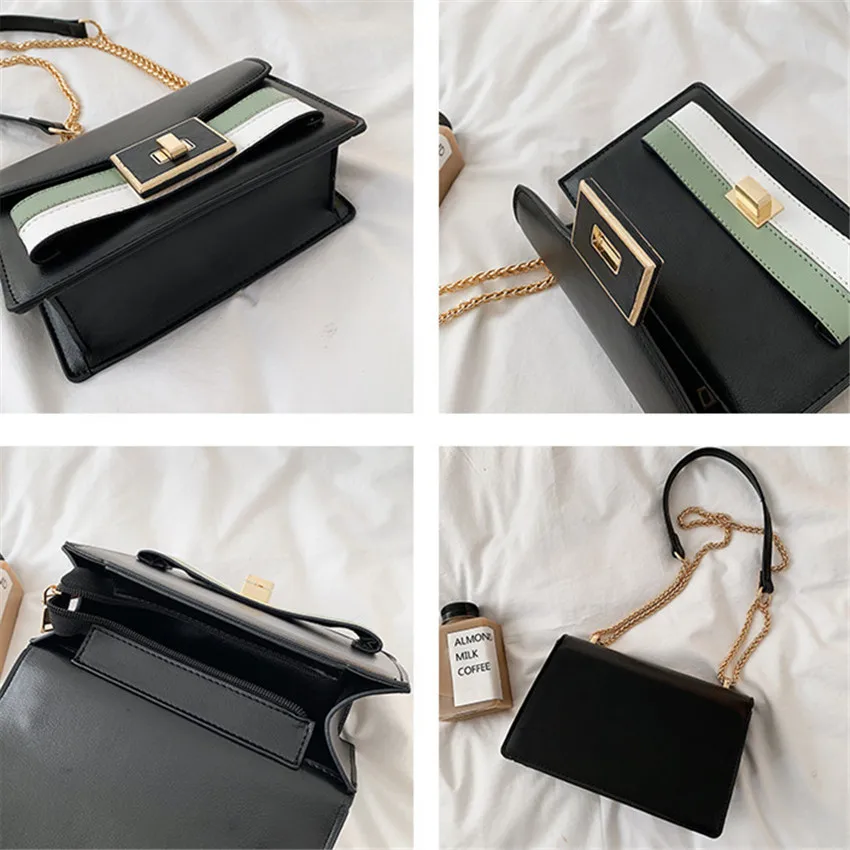 

TOYOOSKY PU Leather Contrast Color Crossbody Bags For Women 2020 Chain Messenger Shoulder Bag Ladies Purses and Handbags