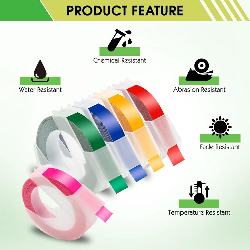 Ecowell 3D пластиковая лента с тиснением 9 мм совместимая для тиснения этикеток