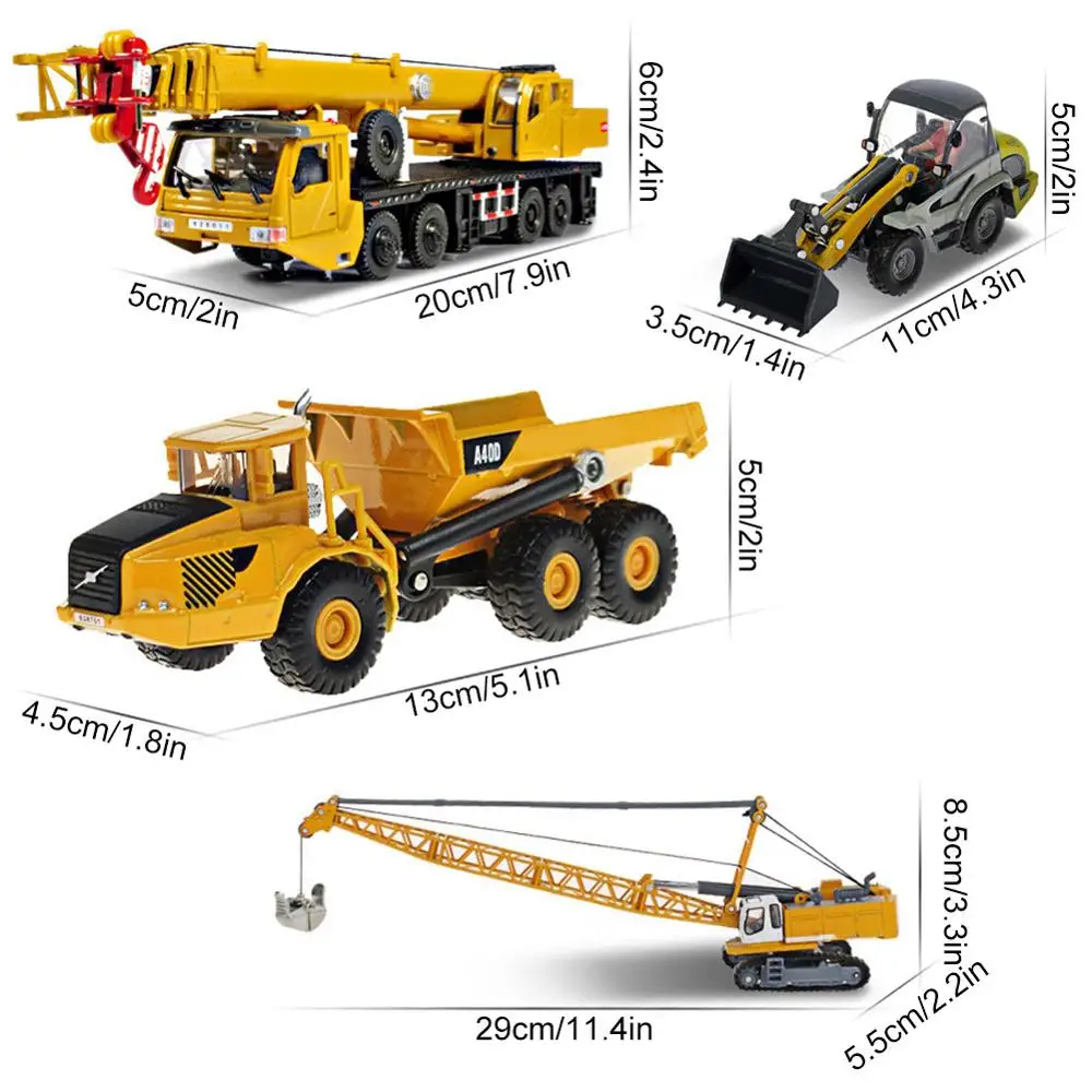 4 шт./компл. грузовик экскаватор литой металл модель строительная машина игрушки