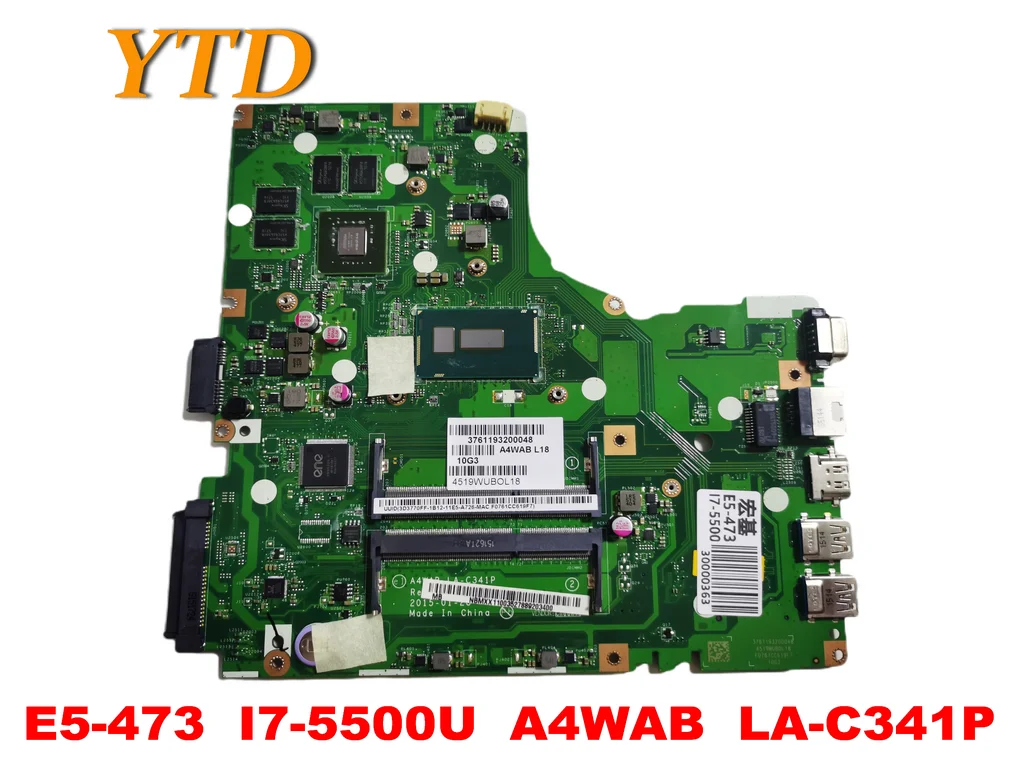 

Оригинальный Для ACER E5-473 E5-473G Материнская плата ноутбука E5-473 I7-5500U A4WAB LA-C341P испытанное хорошее Бесплатная доставка