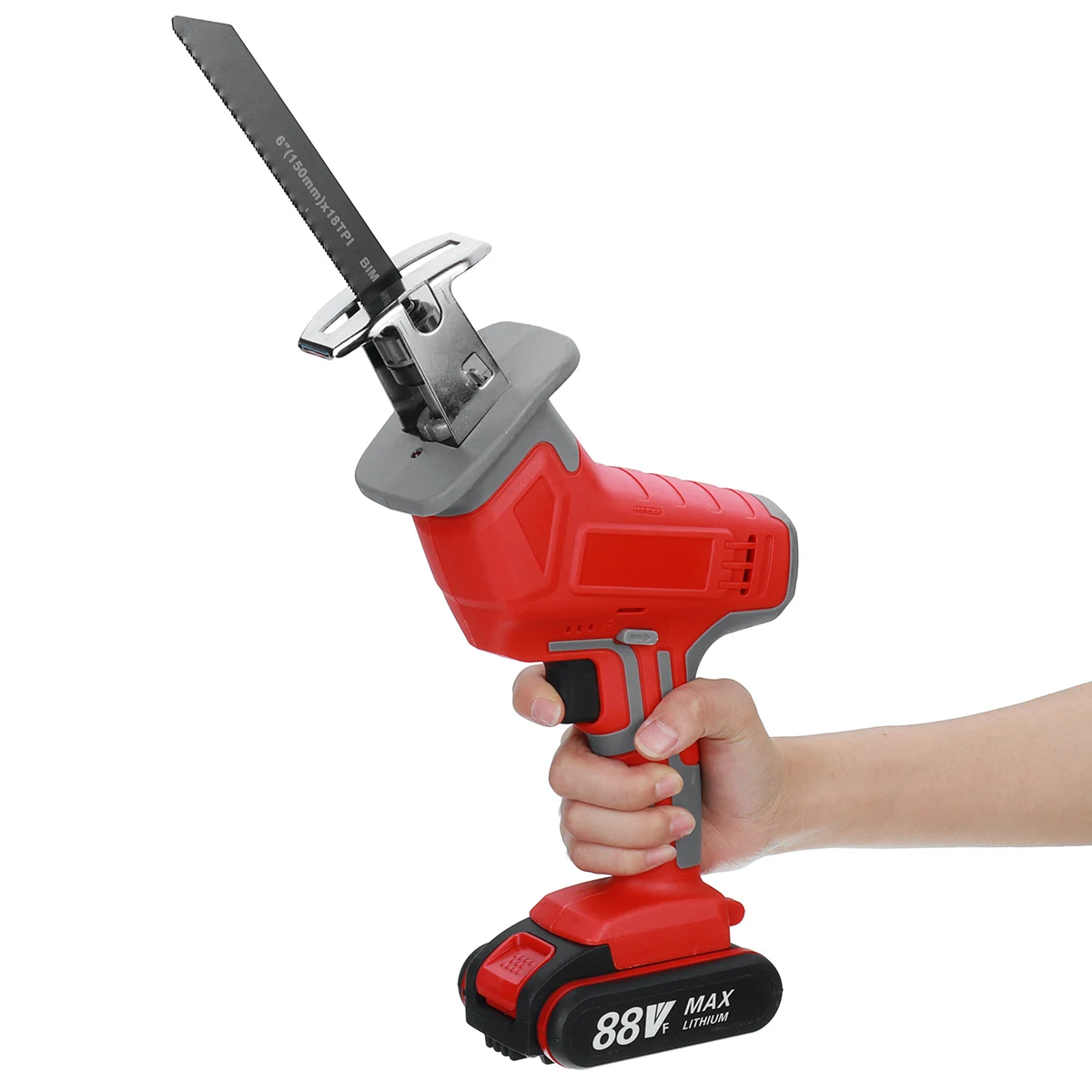 

88V Cordless Reciprocating Saw with 4 Saw Blades Metal Wood Cutting Tool Portable Woodworking Cutter 1/2 Li-ion Battery Kit