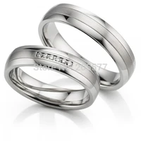 high end custom tailor white gold color titanium stainless steel mens and womens wedding bands couples rings sets