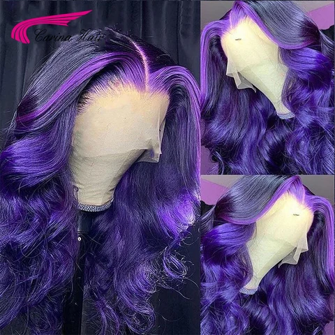 Парик из натуральных человеческих волос на сетке 13x4, парики из 180натуральных волос фиолетового цвета на сетке спереди, парики для черных женщин, предварительно выщипанный фиолетовый парик, парик из натуральных волос