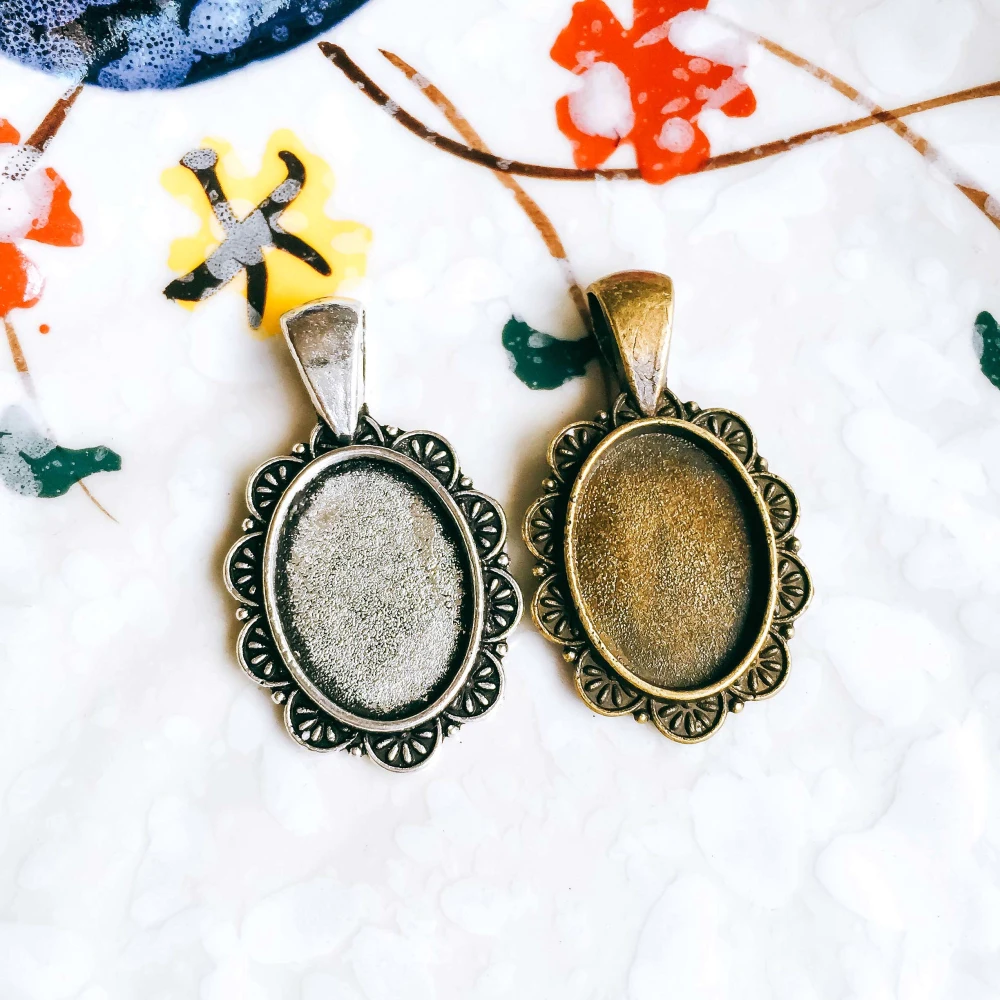 5 шт./лот 13x18 мм ожерелье с подвеской в античном бронзовом серебристом цвете