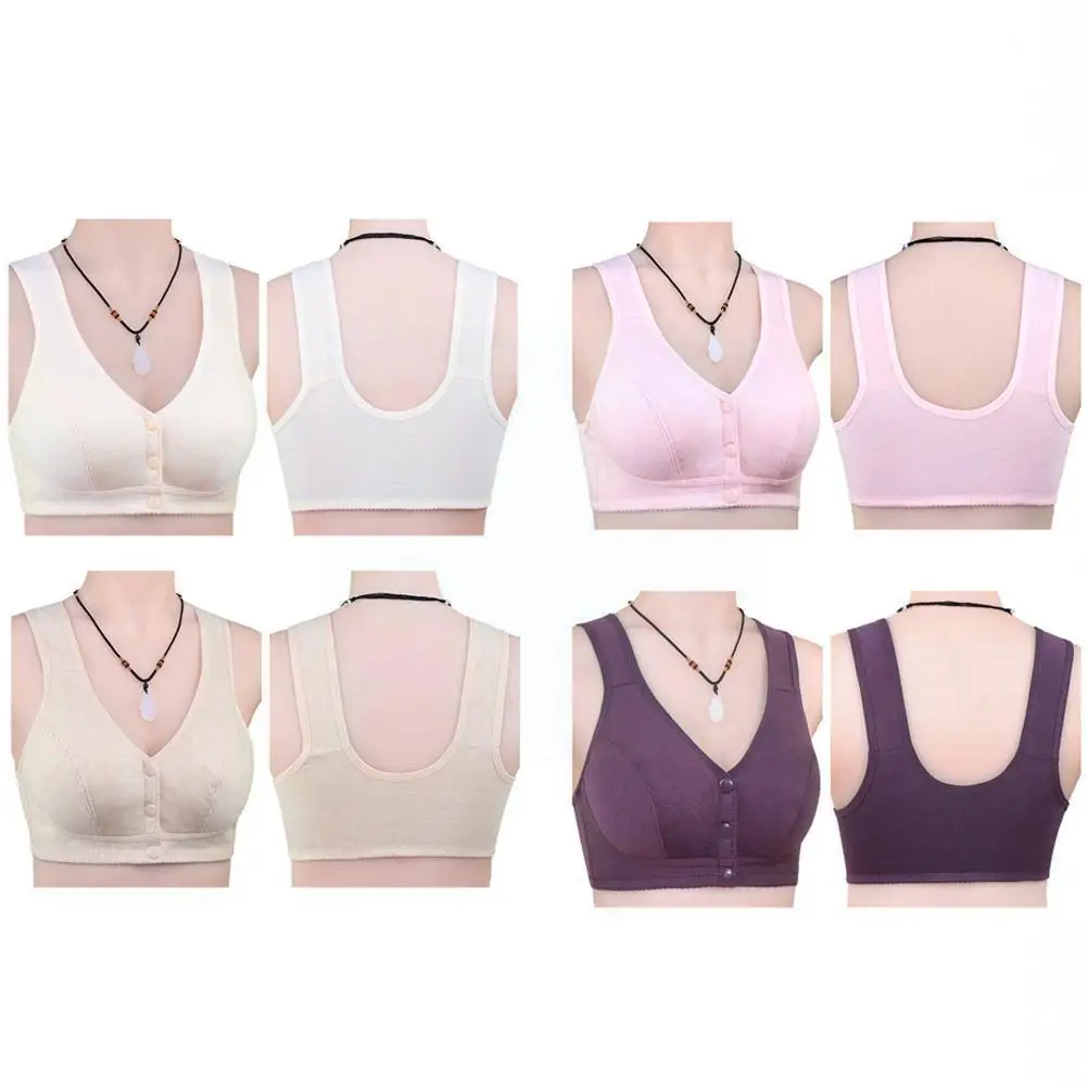 

Women Plus Size Bra Soft Cotton Front-close Bralette Middle Bra Women Everyday Wear Bra Large Age Size Casual Big Size Z6z7