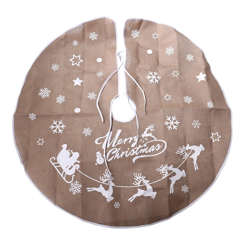 

Santa Printed Decorative Apron Snowflake Tree Skirt Base Skirt Holiday Party Decoration Props