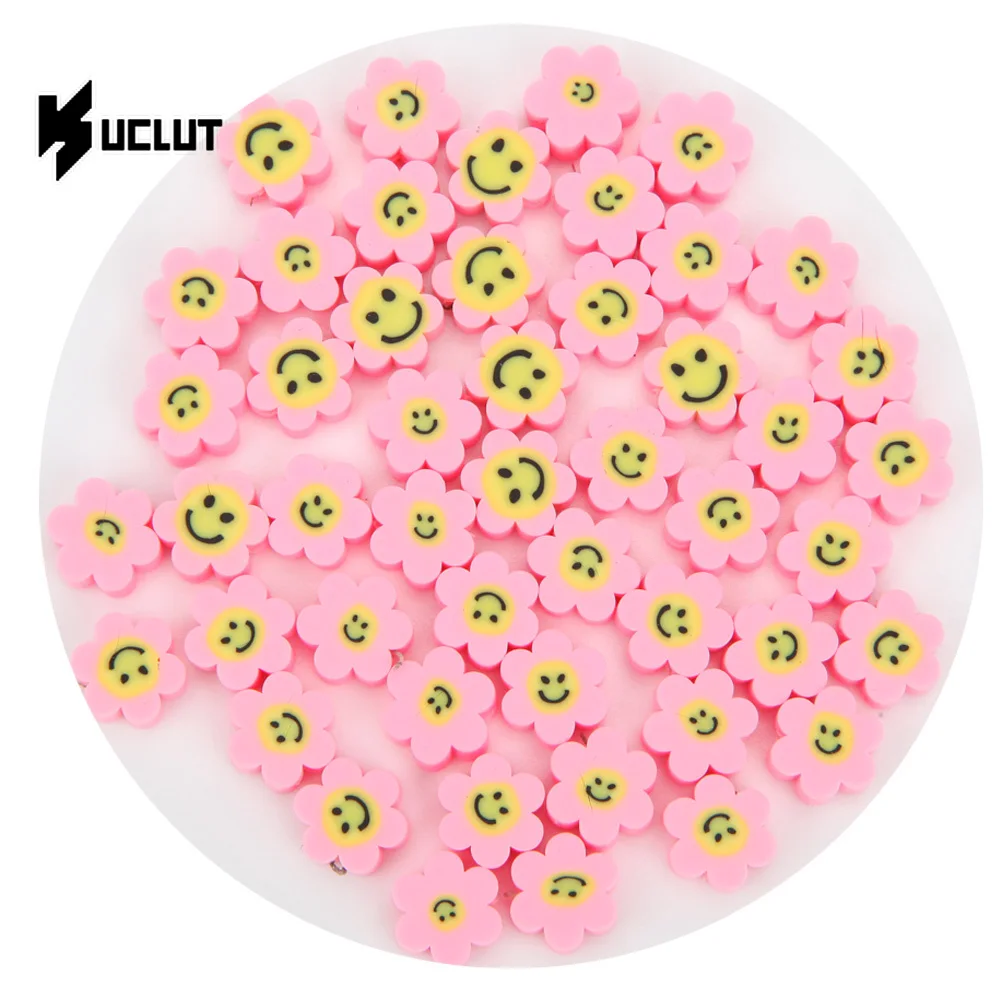 

DIY 30PCS Sun Flower Smiley Polymer Clay Spacer Beads for Jewelry Making Bracelet Necklace Findings Hair Clip Accessories 10mm