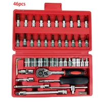 46pcs car ratchet wrench set 14 4 14 mm sleeve for car motorcycle bicycle repair tools kit wrench set ratchet screwdriver kit
