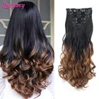 Красивые волосы, 22 дюйма, длинные вьющиеся волосы для наращивания, 16 клипов, синтетические волосы для наращивания на заколках