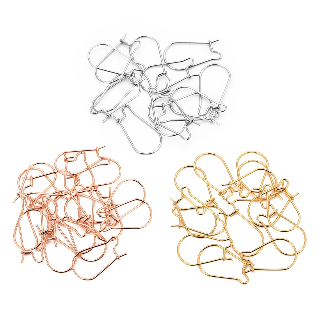 20Pcs/lot 316L Stainless Steel Rose Gold Silver Tone Hypoallergenic Kidney Ear Wire Hooks for DIY Earring Jewelry Findings