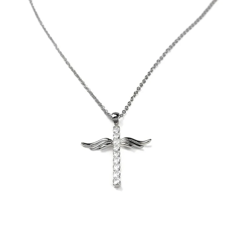 

New Light Gold Silver Color Pendant Necklace Women Elegant Cross Pendant Fashion Korean Electroplating Zircon Choker Chain