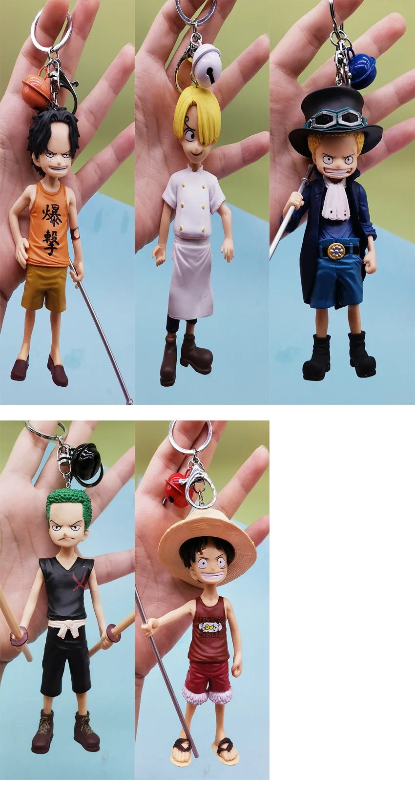 

Anime One Piece Toys Monkey D Luffy Childhood Roronoa Zoro Sanji Keychain Backpack Pendant Figure Toys PVC Model Gifts