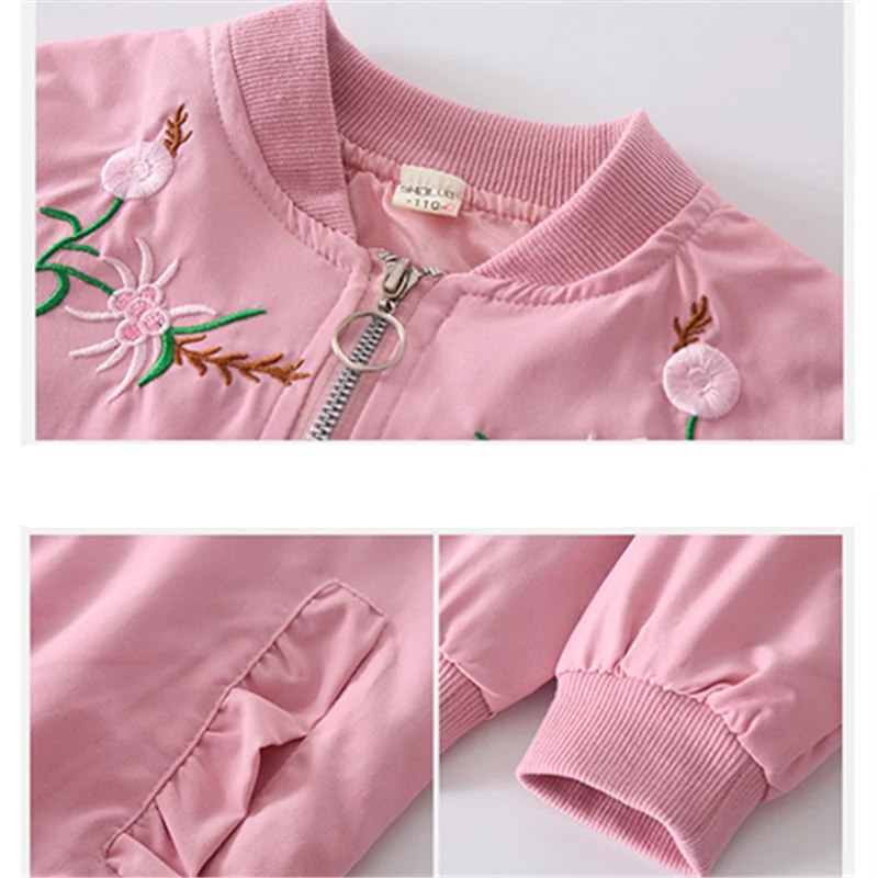 

Jackets for Teen Girls Back Big Bow Pink Jackets Coats Embroidered Jacket with Flowers New Design Children Clothing Outerwear
