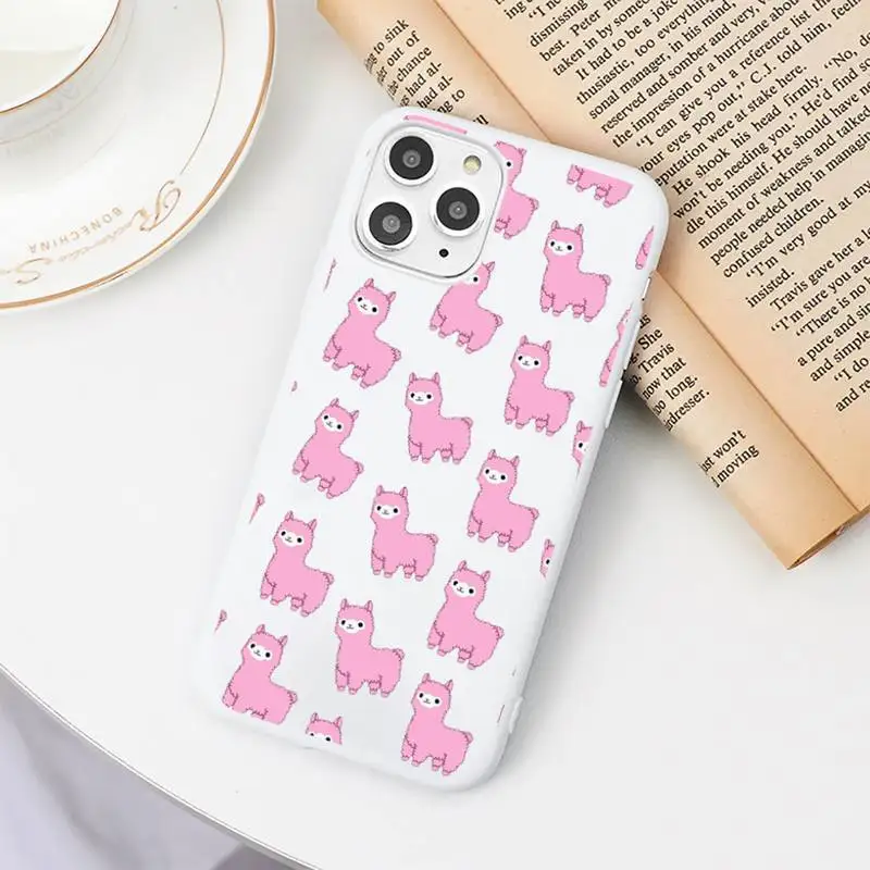 

Cute cartoon Alpaca animal Phone Case Candy Color for iPhone 6 7 8 11 12 s mini pro X XS XR MAX Plus
