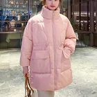 Зимняя теплая длинная свободная Корейская хлопковая парка, женская элегантная стеганая куртка, куртки, верхняя одежда