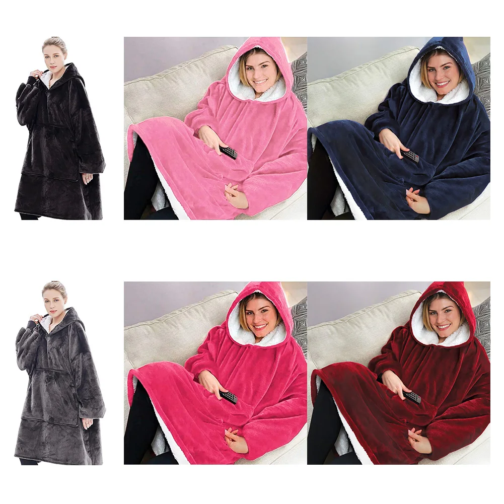 

Winter Sherpa Blanket With Sleeve Ultra Plush Blanket Hoodie Warm Flannel Hooded Blankets For Women Men Warm Fleece Pajamas