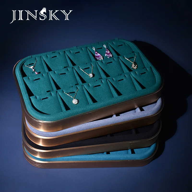 Jewelry tray, jewelry display tray, metal rounded pendants, necklaces, earrings, storage trays, store trays